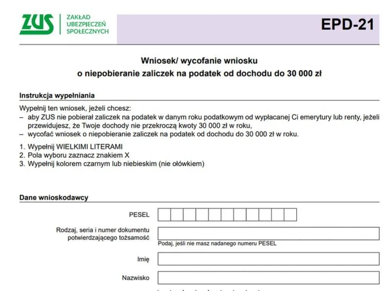 Formularz EPD-21: wyższa wypłata z ZUS bez błędów