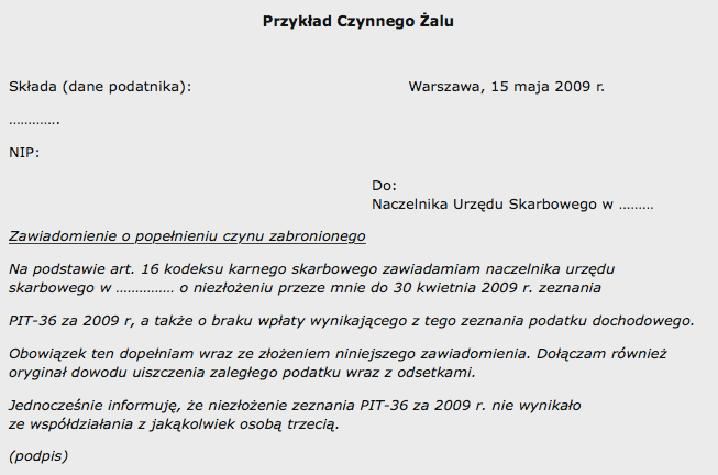 Czynny żal do urzędu skarbowego