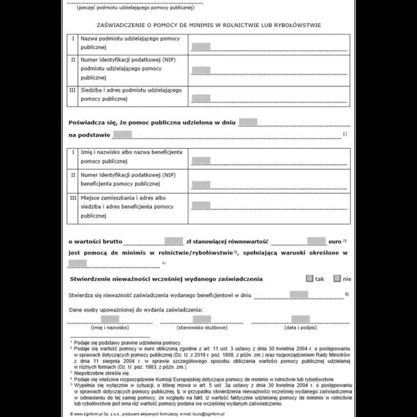 Limit pomocy de minimis
