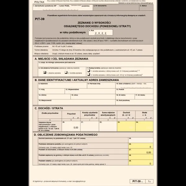 Podatek od sprzedaży nieruchomości