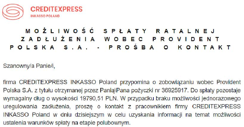 Spłata zadłużenia Provident
