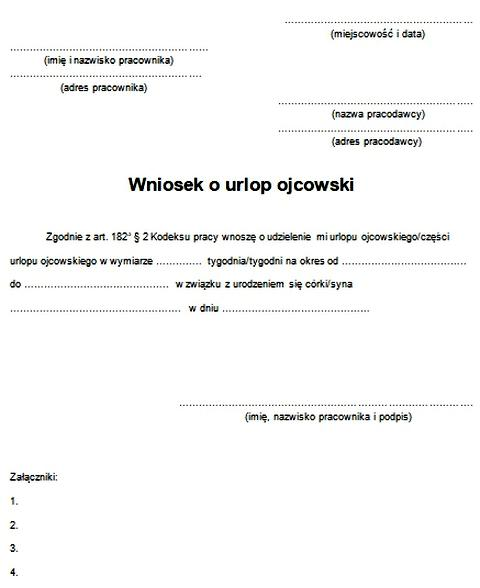 Wymiar i podział urlopu ojcowskiego